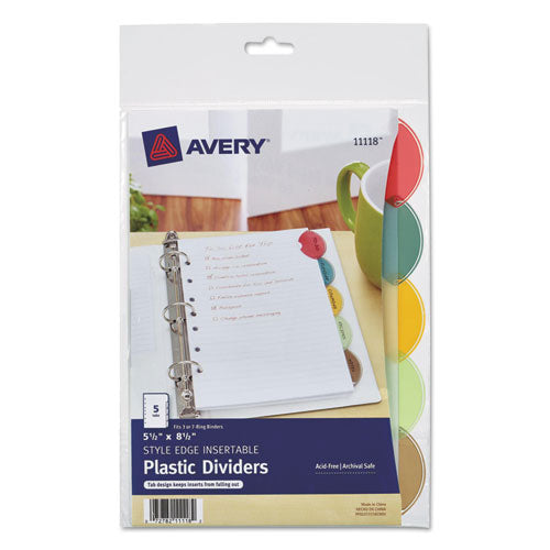 Avery® wholesale. AVERY Insertable Style Edge Tab Plastic Dividers, 7-hole Punched, 5-tab, 8.5 X 5.5, Translucent, 1 Set. HSD Wholesale: Janitorial Supplies, Breakroom Supplies, Office Supplies.