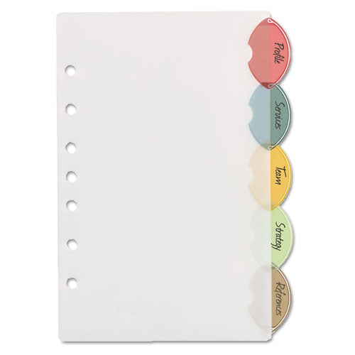 Avery® wholesale. AVERY Insertable Style Edge Tab Plastic Dividers, 7-hole Punched, 5-tab, 8.5 X 5.5, Translucent, 1 Set. HSD Wholesale: Janitorial Supplies, Breakroom Supplies, Office Supplies.