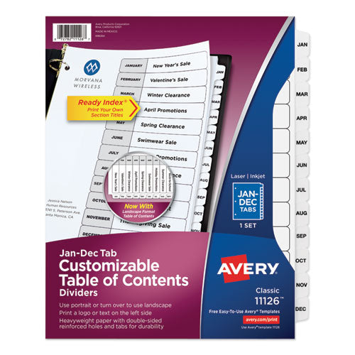 Avery® wholesale. AVERY Customizable Toc Ready Index Black And White Dividers, 12-tab, Letter. HSD Wholesale: Janitorial Supplies, Breakroom Supplies, Office Supplies.