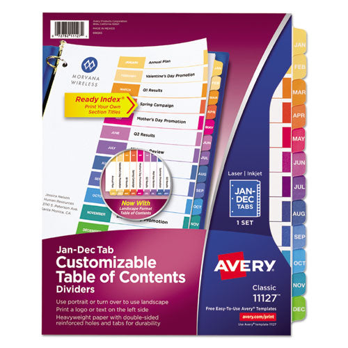 Avery® wholesale. AVERY Customizable Toc Ready Index Multicolor Dividers, 12-tab, Letter. HSD Wholesale: Janitorial Supplies, Breakroom Supplies, Office Supplies.