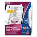 Avery® wholesale. AVERY Customizable Toc Ready Index Black And White Dividers, 31-tab, Letter. HSD Wholesale: Janitorial Supplies, Breakroom Supplies, Office Supplies.