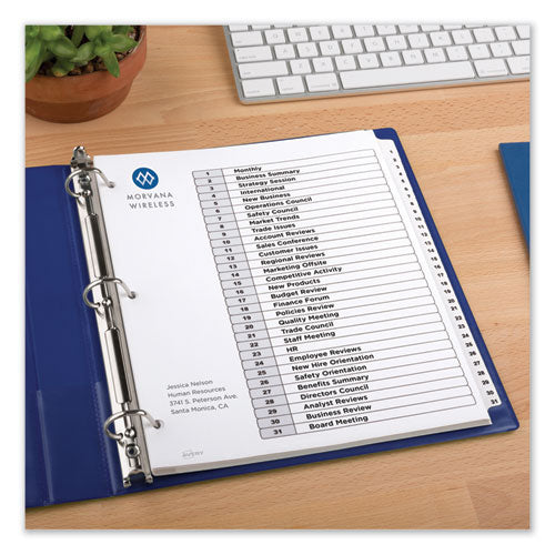 Avery® wholesale. AVERY Customizable Toc Ready Index Black And White Dividers, 31-tab, Letter. HSD Wholesale: Janitorial Supplies, Breakroom Supplies, Office Supplies.