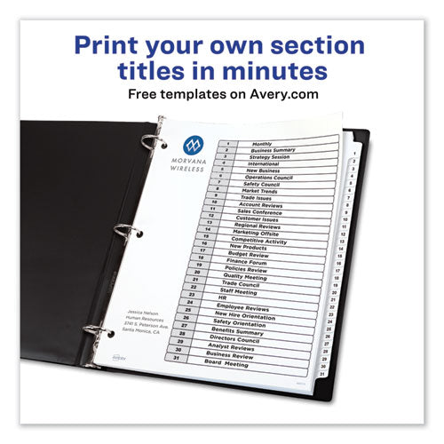 Avery® wholesale. AVERY Customizable Toc Ready Index Black And White Dividers, 31-tab, Letter. HSD Wholesale: Janitorial Supplies, Breakroom Supplies, Office Supplies.