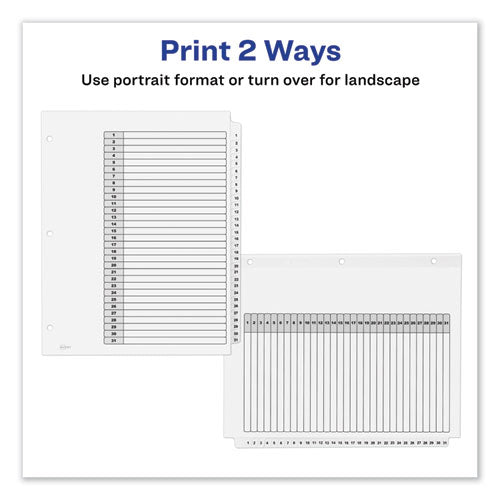 Avery® wholesale. AVERY Customizable Toc Ready Index Black And White Dividers, 31-tab, Letter. HSD Wholesale: Janitorial Supplies, Breakroom Supplies, Office Supplies.