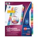 Avery® wholesale. AVERY Customizable Toc Ready Index Multicolor Dividers, 31-tab, Letter. HSD Wholesale: Janitorial Supplies, Breakroom Supplies, Office Supplies.