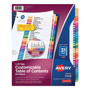 Avery® wholesale. AVERY Customizable Toc Ready Index Multicolor Dividers, 31-tab, Letter. HSD Wholesale: Janitorial Supplies, Breakroom Supplies, Office Supplies.