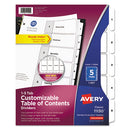 Avery® wholesale. AVERY Customizable Toc Ready Index Black And White Dividers, 5-tab, Letter. HSD Wholesale: Janitorial Supplies, Breakroom Supplies, Office Supplies.