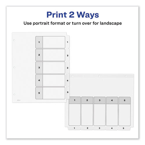 Avery® wholesale. AVERY Customizable Toc Ready Index Black And White Dividers, 5-tab, Letter. HSD Wholesale: Janitorial Supplies, Breakroom Supplies, Office Supplies.