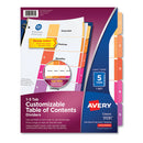 Avery® wholesale. AVERY Customizable Toc Ready Index Multicolor Dividers, 5-tab, Letter. HSD Wholesale: Janitorial Supplies, Breakroom Supplies, Office Supplies.