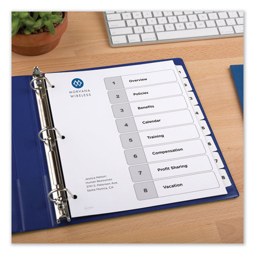 Avery® wholesale. AVERY Customizable Toc Ready Index Black And White Dividers, 8-tab, Letter. HSD Wholesale: Janitorial Supplies, Breakroom Supplies, Office Supplies.