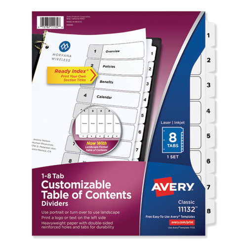 Avery® wholesale. AVERY Customizable Toc Ready Index Black And White Dividers, 8-tab, Letter. HSD Wholesale: Janitorial Supplies, Breakroom Supplies, Office Supplies.