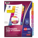 Avery® wholesale. AVERY Customizable Toc Ready Index Multicolor Dividers, 8-tab, Letter. HSD Wholesale: Janitorial Supplies, Breakroom Supplies, Office Supplies.