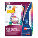 Avery® wholesale. AVERY Customizable Toc Ready Index Multicolor Dividers, 10-tab, Letter. HSD Wholesale: Janitorial Supplies, Breakroom Supplies, Office Supplies.