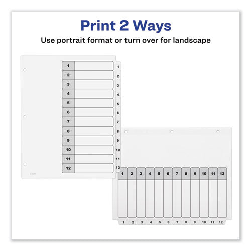 Avery® wholesale. AVERY Customizable Toc Ready Index Black And White Dividers, 12-tab, Letter. HSD Wholesale: Janitorial Supplies, Breakroom Supplies, Office Supplies.