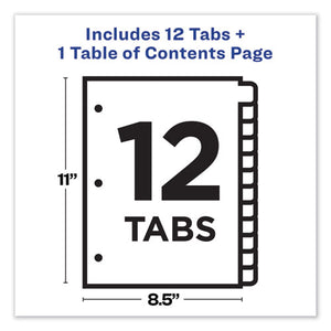 Avery® wholesale. AVERY Customizable Toc Ready Index Multicolor Dividers, 12-tab, Letter. HSD Wholesale: Janitorial Supplies, Breakroom Supplies, Office Supplies.