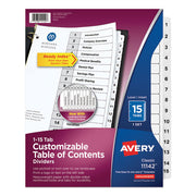 Avery® wholesale. AVERY Customizable Toc Ready Index Black And White Dividers, 15-tab, Letter. HSD Wholesale: Janitorial Supplies, Breakroom Supplies, Office Supplies.