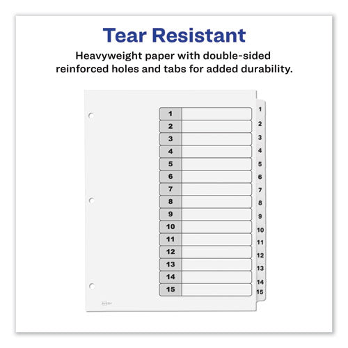 Avery® wholesale. AVERY Customizable Toc Ready Index Black And White Dividers, 15-tab, Letter. HSD Wholesale: Janitorial Supplies, Breakroom Supplies, Office Supplies.