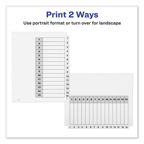 Avery® wholesale. AVERY Customizable Toc Ready Index Black And White Dividers, 15-tab, Letter. HSD Wholesale: Janitorial Supplies, Breakroom Supplies, Office Supplies.