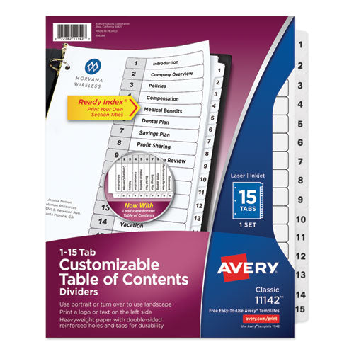 Avery® wholesale. AVERY Customizable Toc Ready Index Black And White Dividers, 15-tab, Letter. HSD Wholesale: Janitorial Supplies, Breakroom Supplies, Office Supplies.