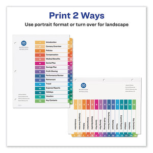 Avery® wholesale. AVERY Customizable Toc Ready Index Multicolor Dividers, 15-tab, Letter. HSD Wholesale: Janitorial Supplies, Breakroom Supplies, Office Supplies.