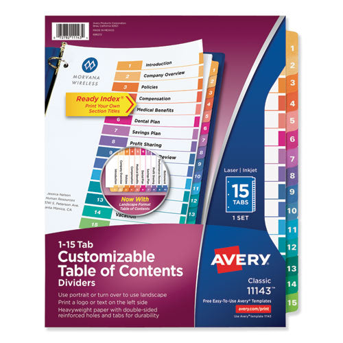 Avery® wholesale. AVERY Customizable Toc Ready Index Multicolor Dividers, 15-tab, Letter. HSD Wholesale: Janitorial Supplies, Breakroom Supplies, Office Supplies.