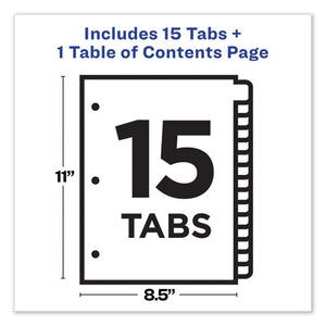 Avery® wholesale. AVERY Customizable Toc Ready Index Multicolor Dividers, 15-tab, Letter. HSD Wholesale: Janitorial Supplies, Breakroom Supplies, Office Supplies.