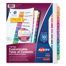 Avery® wholesale. AVERY Customizable Toc Ready Index Multicolor Dividers, 10-tab, Letter. HSD Wholesale: Janitorial Supplies, Breakroom Supplies, Office Supplies.