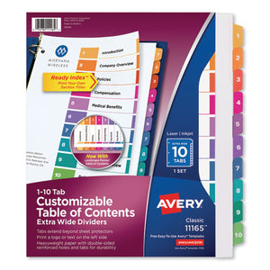 Avery® wholesale. AVERY Customizable Toc Ready Index Multicolor Dividers, 10-tab, Letter. HSD Wholesale: Janitorial Supplies, Breakroom Supplies, Office Supplies.
