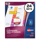 Avery® wholesale. AVERY Customizable Toc Ready Index Multicolor Dividers, 5-tab, Letter, 24 Sets. HSD Wholesale: Janitorial Supplies, Breakroom Supplies, Office Supplies.