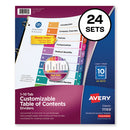 Avery® wholesale. AVERY Customizable Toc Ready Index Multicolor Dividers, 10-tab, Letter, 24 Sets. HSD Wholesale: Janitorial Supplies, Breakroom Supplies, Office Supplies.