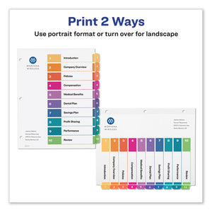 Avery® wholesale. AVERY Customizable Toc Ready Index Multicolor Dividers, 10-tab, Letter, 24 Sets. HSD Wholesale: Janitorial Supplies, Breakroom Supplies, Office Supplies.
