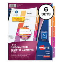 Load image into Gallery viewer, Avery® wholesale. AVERY Customizable Toc Ready Index Multicolor Dividers, 5-tab, Letter, 6 Sets. HSD Wholesale: Janitorial Supplies, Breakroom Supplies, Office Supplies.