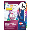 Avery® wholesale. AVERY Customizable Toc Ready Index Multicolor Dividers, 12-tab, Letter, 6 Sets. HSD Wholesale: Janitorial Supplies, Breakroom Supplies, Office Supplies.