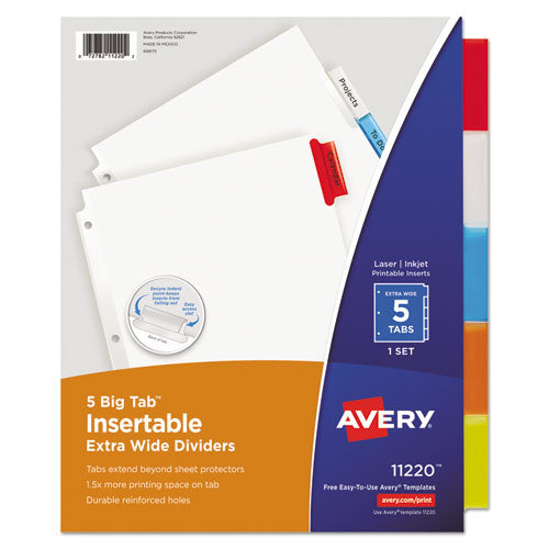 Avery® wholesale. AVERY Insertable Big Tab Dividers, 5-tab, 11 1-8 X 9 1-4. HSD Wholesale: Janitorial Supplies, Breakroom Supplies, Office Supplies.