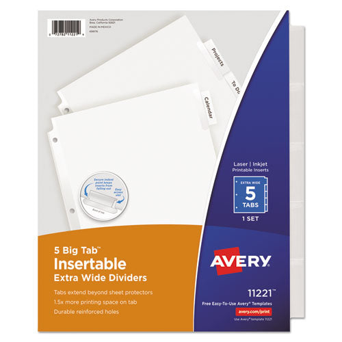 Avery® wholesale. AVERY Insertable Big Tab Dividers, 5-tab, 11 1-8 X 9 1-4. HSD Wholesale: Janitorial Supplies, Breakroom Supplies, Office Supplies.