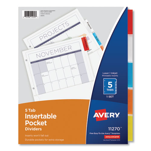 Avery® wholesale. AVERY Insertable Dividers W-single Pockets, 5-tab, 11 1-4 X 9 1-8. HSD Wholesale: Janitorial Supplies, Breakroom Supplies, Office Supplies.