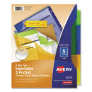 Avery® wholesale. AVERY Insertable Big Tab Plastic Three-pocket Corner Lock Dividers, 5-tab, 11.13 X 9.25, Assorted, 1 Set. HSD Wholesale: Janitorial Supplies, Breakroom Supplies, Office Supplies.