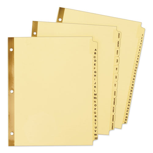 Avery® wholesale. AVERY Preprinted Laminated Tab Dividers W-gold Reinforced Binding Edge, 25-tab, Letter. HSD Wholesale: Janitorial Supplies, Breakroom Supplies, Office Supplies.
