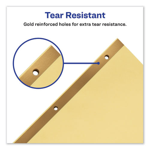 Avery® wholesale. AVERY Preprinted Laminated Tab Dividers W-gold Reinforced Binding Edge, 25-tab, Letter. HSD Wholesale: Janitorial Supplies, Breakroom Supplies, Office Supplies.
