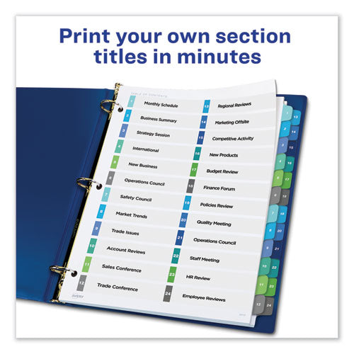 Avery® wholesale. AVERY Customizable Toc Ready Index Double Column Multicolor Dividers, 24-tab, Letter. HSD Wholesale: Janitorial Supplies, Breakroom Supplies, Office Supplies.