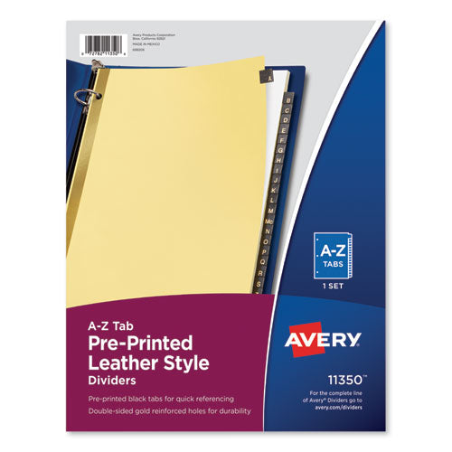 Avery® wholesale. AVERY Preprinted Black Leather Tab Dividers W-gold Reinforced Edge, 25-tab, Ltr. HSD Wholesale: Janitorial Supplies, Breakroom Supplies, Office Supplies.