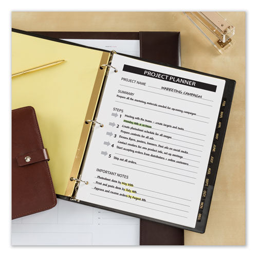 Avery® wholesale. AVERY Preprinted Black Leather Tab Dividers W-gold Reinforced Edge, 12-tab, Ltr. HSD Wholesale: Janitorial Supplies, Breakroom Supplies, Office Supplies.