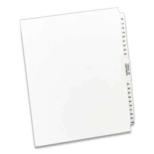 Avery® wholesale. AVERY Preprinted Legal Exhibit Side Tab Index Dividers, Avery Style, 26-tab, 76 To 100, 11 X 8.5, White, 1 Set. HSD Wholesale: Janitorial Supplies, Breakroom Supplies, Office Supplies.