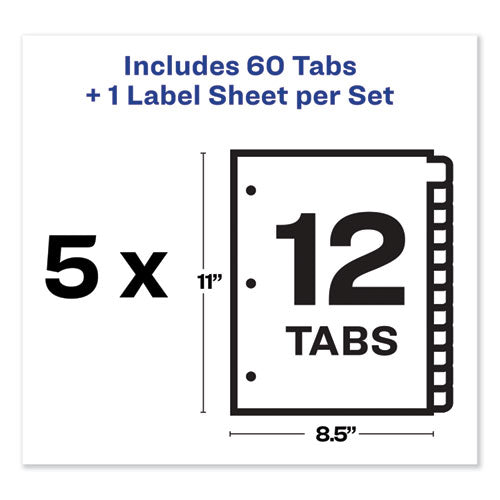 Avery® wholesale. AVERY Print And Apply Index Maker Clear Label Dividers, 12 Color Tabs, Letter, 5 Sets. HSD Wholesale: Janitorial Supplies, Breakroom Supplies, Office Supplies.