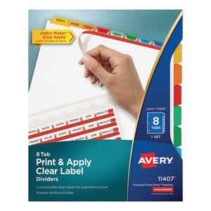 Avery® wholesale. AVERY Print And Apply Index Maker Clear Label Dividers, 8 Color Tabs, Letter. HSD Wholesale: Janitorial Supplies, Breakroom Supplies, Office Supplies.