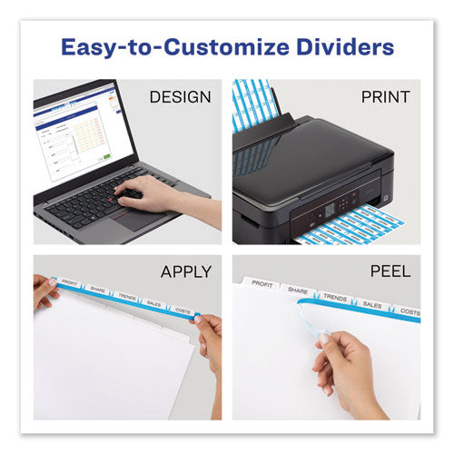 Avery® wholesale. AVERY Print And Apply Index Maker Clear Label Dividers, 5 Color Tabs, Letter, 5 Sets. HSD Wholesale: Janitorial Supplies, Breakroom Supplies, Office Supplies.