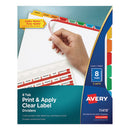 Avery® wholesale. AVERY Print And Apply Index Maker Clear Label Dividers, 8 Color Tabs, Letter, 5 Sets. HSD Wholesale: Janitorial Supplies, Breakroom Supplies, Office Supplies.