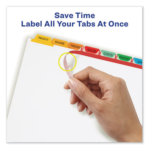 Avery® wholesale. AVERY Print And Apply Index Maker Clear Label Dividers, 8 Color Tabs, Letter, 5 Sets. HSD Wholesale: Janitorial Supplies, Breakroom Supplies, Office Supplies.