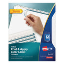 Avery® wholesale. AVERY Print And Apply Index Maker Clear Label Dividers, 12 White Tabs, Letter. HSD Wholesale: Janitorial Supplies, Breakroom Supplies, Office Supplies.