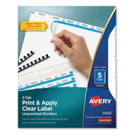 Avery® wholesale. AVERY Print And Apply Index Maker Clear Label Unpunched Dividers, 5tab, Letter, 5 Sets. HSD Wholesale: Janitorial Supplies, Breakroom Supplies, Office Supplies.